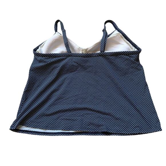 Lands End Womens Navy Polka Dot Slimming Retro Tankini Swim Top Sz 18W Vacation - Picture 2 of 6